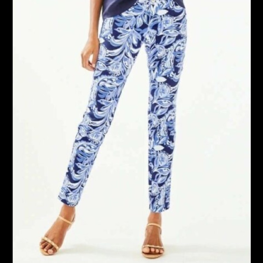 NWT Kelly Pants High Tide Navy You're the Zest Lilly Pulitzer 6